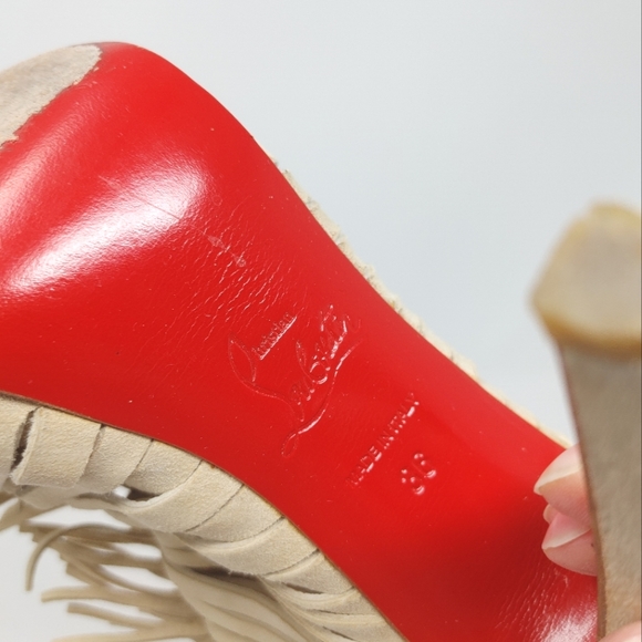 Christian Louboutin Deva Suede Fringe Tie Up Booties Size 36 - Picture 11 of 14